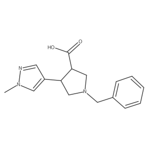 (3S,4R)-1-Benzyl-4-(1-methyl-1H-pyrazol-4-yl)pyrrolidine-3-carboxylic acid Structure