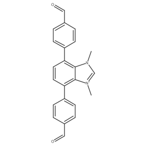 4,7-Bis(4-formylphenyl)-1,3-dimethyl-1H-benzo[d]imidazol-3-ium结构式