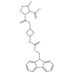 1-{2-[3-({[(9H-fluoren-9-yl)methoxy]carbonyl}amino)cyclobutyl]acetyl}-3-methylpyrrolidine-2-carboxylic acid结构式