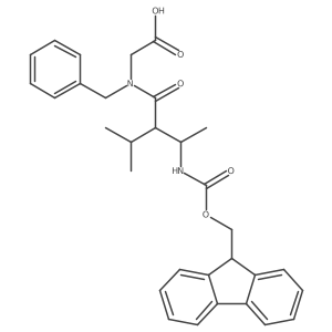 2-[N-benzyl-3-({[(9H-fluoren-9-yl)methoxy]carbonyl}amino)-2-(propan-2-yl)butanamido]acetic acid结构式