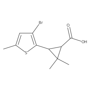 rac-(1R,3R)-3-(3-bromo-5-methylthiophen-2-yl)-2,2-dimethylcyclopropane-1-carboxylic acid结构式