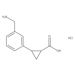 (1R,2R)-2-[3-(Aminomethyl)phenyl]cyclopropane-1-carboxylic acid;hydrochloride结构式