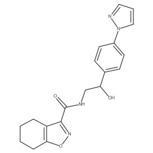 N-{2-hydroxy-2-[4-(1H-pyrazol-1-yl)phenyl]ethyl}-4,5,6,7-tetrahydro-1,2-benzoxazole-3-carboxamide结构式