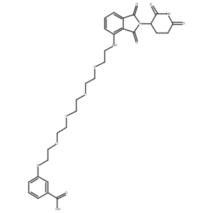 3-[2-[2-[2-[2-[2-[[2-(2,6-Dioxo-3-piperidyl)-1,3-dioxo-isoindolin-4-yl]amino]ethoxy]ethoxy]ethoxy]ethoxy]ethoxy]benzoic acid结构式