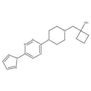 1-({4-[6-(1H-pyrazol-1-yl)pyridazin-3-yl]piperazin-1-yl}methyl)cyclobutan-1-ol结构式