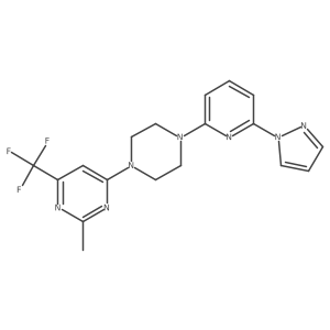 2-methyl-4-{4-[6-(1H-pyrazol-1-yl)pyridin-2-yl]piperazin-1-yl}-6-(trifluoromethyl)pyrimidine结构式
