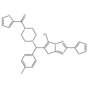 Furan-2-yl(4-((2-(furan-2-yl)-6-hydroxythiazolo[3,2-b][1,2,4]triazol-5-yl)(p-tolyl)methyl)piperazin-1-yl)methanone Structure