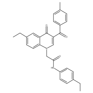 2-(6-ethyl-3-(4-methylbenzoyl)-4-oxoquinolin-1(4H)-yl)-N-(4-ethylphenyl)acetamide结构式