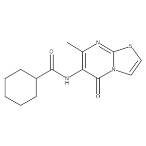 N-(7-methyl-5-oxo-5H-thiazolo[3,2-a]pyrimidin-6-yl)cyclohexanecarboxamide结构式