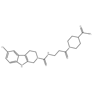 N-[3-(4-carbamoylpiperidin-1-yl)-3-oxopropyl]-6-chloro-1,3,4,9-tetrahydro-2H-beta-carboline-2-carboxamide结构式
