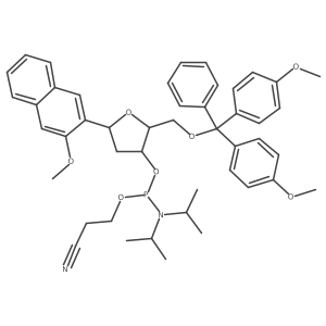 3-[[2-[[Bis(4-methoxyphenyl)-phenylmethoxy]methyl]-5-(3-methoxynaphthalen-2-yl)oxolan-3-yl]oxy-[di(propan-2-yl)amino]phosphanyl]oxypropanenitrile Structure