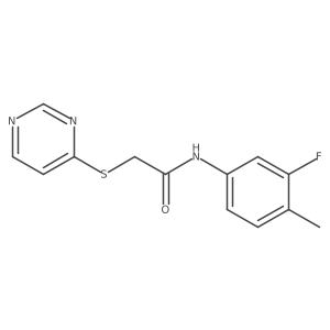 N-(3-fluoro-4-methylphenyl)-2-(pyrimidin-4-ylthio)acetamide结构式