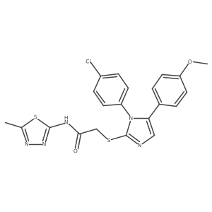 2-((1-(4-chlorophenyl)-5-(4-methoxyphenyl)-1H-imidazol-2-yl)thio)-N-(5-methyl-1,3,4-thiadiazol-2-yl)acetamide结构式