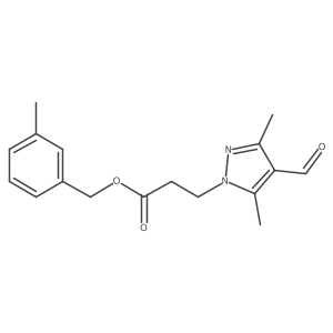 (3-Methylphenyl)methyl 3-(4-formyl-3,5-dimethylpyrazol-1-yl)propanoate结构式