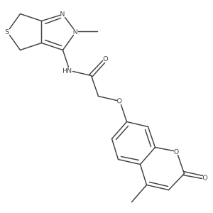 N-(2-methyl-2,6-dihydro-4H-thieno[3,4-c]pyrazol-3-yl)-2-[(4-methyl-2-oxo-2H-chromen-7-yl)oxy]acetamide结构式