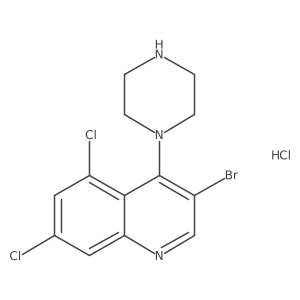 3-Bromo-5,7-dichloro-4-(piperazin-1-yl)quinoline hydrochloride结构式