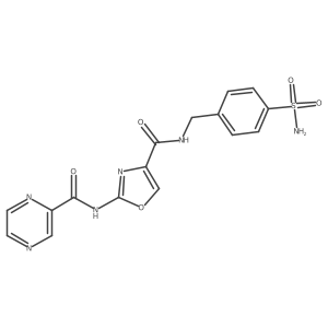 2-(pyrazine-2-carboxamido)-N-(4-sulfamoylbenzyl)oxazole-4-carboxamide结构式