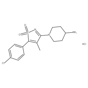 1-[5-(4-Chlorophenyl)-4-methyl-1,1-dioxidoisothiazol-3-yl]piperidin-4-amine hydrochloride结构式