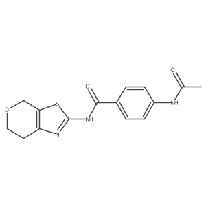 4-acetamido-N-(6,7-dihydro-4H-pyrano[4,3-d]thiazol-2-yl)benzamide结构式