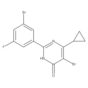 4(3H)-Pyrimidinone, 5-bromo-2-(3-bromo-5-fluorophenyl)-6-cyclopropyl- Structure