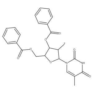 1(3,5-di-O-benzoyl-2-deoxy-2-fluoro-beta-L-arabinofuranosyl) thymine Structure