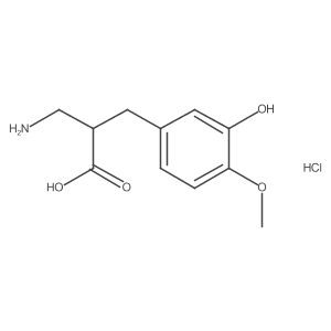 3-Amino-2-[(3-hydroxy-4-methoxyphenyl)methyl]propanoic acid hydrochloride结构式