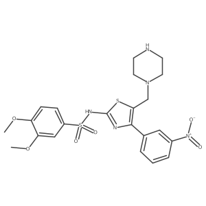3,4-Dimethoxy-N-(4-(3-nitrophenyl)-5-(piperazin-1-ylmethyl)thiazol-2-yl)benzenesulfonamide结构式