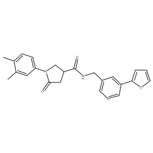 1-(3,4-dimethylphenyl)-N-((5-(furan-2-yl)pyridin-3-yl)methyl)-5-oxopyrrolidine-3-carboxamide结构式
