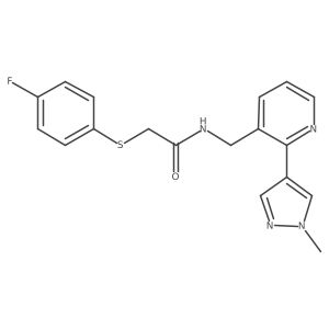 2-((4-fluorophenyl)thio)-N-((2-(1-methyl-1H-pyrazol-4-yl)pyridin-3-yl)methyl)acetamide Structure