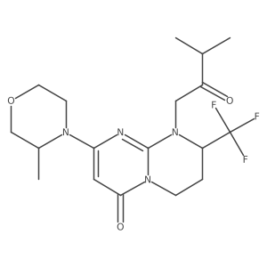(R)-1-(3-methyl-2-oxobutyl)-8-((R)-3-methylmorpholino)-2-(trifluoromethyl)-3,4-dihydro-1H-pyrimido[1,2-a]pyrimidin-6(2H)-one Structure