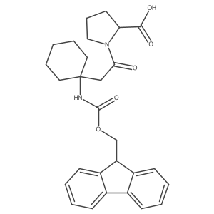 (2S)-1-{2-[1-({[(9H-fluoren-9-yl)methoxy]carbonyl}amino)cyclohexyl]acetyl}pyrrolidine-2-carboxylic acid结构式