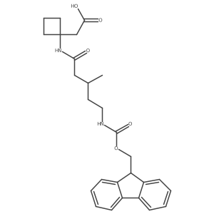 2-{1-[5-({[(9H-fluoren-9-yl)methoxy]carbonyl}amino)-3-methylpentanamido]cyclobutyl}acetic acid结构式