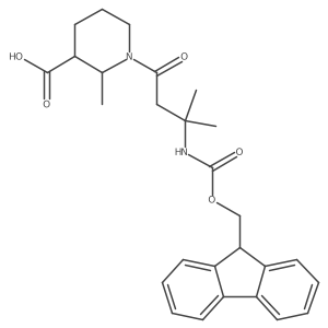 1-[3-({[(9H-fluoren-9-yl)methoxy]carbonyl}amino)-3-methylbutanoyl]-2-methylpiperidine-3-carboxylic acid Structure