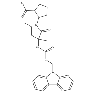 2-[2-({[(9H-fluoren-9-yl)methoxy]carbonyl}amino)-2-methylpentanamido]cyclopentane-1-carboxylic acid结构式