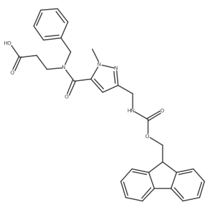 3-(N-benzyl-1-{3-[({[(9H-fluoren-9-yl)methoxy]carbonyl}amino)methyl]-1-methyl-1H-pyrazol-5-yl}formamido)propanoic acid Structure
