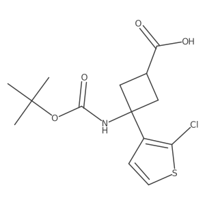 3-{[(Tert-butoxy)carbonyl]amino}-3-(2-chlorothiophen-3-yl)cyclobutane-1-carboxylic acid结构式