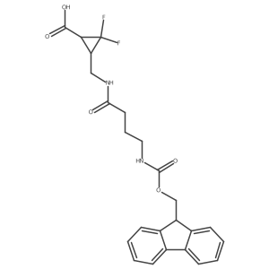 rac-(1R,3S)-3-{[4-({[(9H-fluoren-9-yl)methoxy]carbonyl}amino)butanamido]methyl}-2,2-difluorocyclopropane-1-carboxylic acid Structure