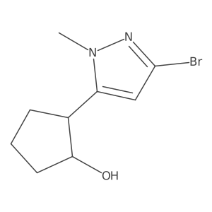 rac-(1R,2S)-2-(3-bromo-1-methyl-1H-pyrazol-5-yl)cyclopentan-1-ol结构式