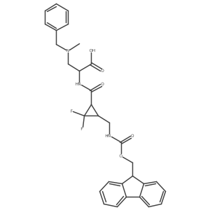 rac-3-[benzyl(methyl)amino]-2-{[(1R,3S)-3-[({[(9H-fluoren-9-yl)methoxy]carbonyl}amino)methyl]-2,2-difluorocyclopropyl]formamido}propanoic acid Structure