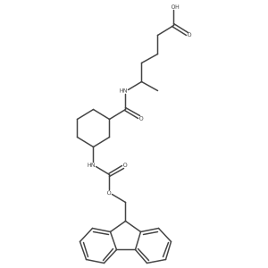 rac-5-{[(1R,3S)-3-({[(9H-fluoren-9-yl)methoxy]carbonyl}amino)cyclohexyl]formamido}hexanoic acid结构式