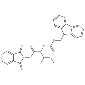 1,3-dioxo-2,3-dihydro-1H-isoindol-2-yl (2S,3R)-2-({[(9H-fluoren-9-yl)methoxy]carbonyl}amino)-3-methoxybutanoate结构式