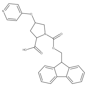 (2S,4S)-1-(((9H-Fluoren-9-yl)methoxy)carbonyl)-4-(pyridin-4-yloxy)pyrrolidine-2-carboxylic acid结构式