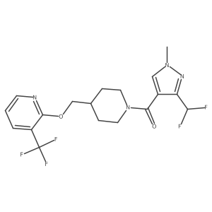 2-({1-[3-(difluoromethyl)-1-methyl-1H-pyrazole-4-carbonyl]piperidin-4-yl}methoxy)-3-(trifluoromethyl)pyridine结构式