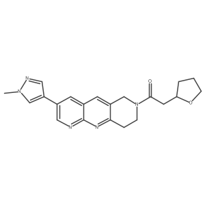 1-[3-(1-methyl-1H-pyrazol-4-yl)-6H,7H,8H,9H-pyrido[2,3-b]1,6-naphthyridin-7-yl]-2-(oxolan-2-yl)ethan-1-one Structure