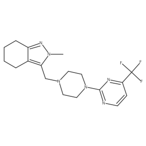 2-methyl-3-({4-[4-(trifluoromethyl)pyrimidin-2-yl]piperazin-1-yl}methyl)-4,5,6,7-tetrahydro-2H-indazole Structure