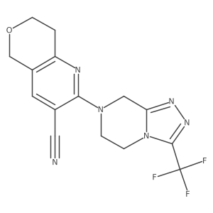 2-[3-(trifluoromethyl)-5H,6H,7H,8H-[1,2,4]triazolo[4,3-a]pyrazin-7-yl]-5H,7H,8H-pyrano[4,3-b]pyridine-3-carbonitrile结构式