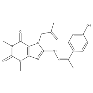 8-{(2E)-2-[1-(4-Hydroxyphenyl)ethylidene]hydrazino}-1,3-dimethyl-7-(2-methyl-2-propenyl)-3,7-dihydro-1H-purine-2,6-dione结构式