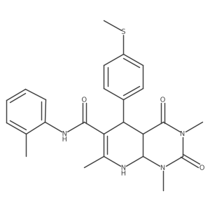 1,3,7-trimethyl-N-(2-methylphenyl)-5-(4-methylsulfanylphenyl)-2,4-dioxo-4a,5,8,8a-tetrahydropyrido[2,3-d]pyrimidine-6-carboxamide结构式