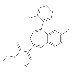 7-Chloro-5-(2-fluorophenyl)-alpha-hydroxyimino-3H-1,4-benzodiazepine-2-acetic acid ethyl ester结构式