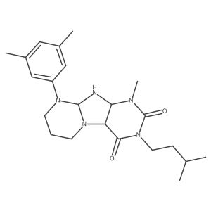 9-(3,5-dimethylphenyl)-1-methyl-3-(3-methylbutyl)-6,7,8,9a,10,10a-hexahydro-4aH-purino[7,8-a]pyrimidine-2,4-dione Structure